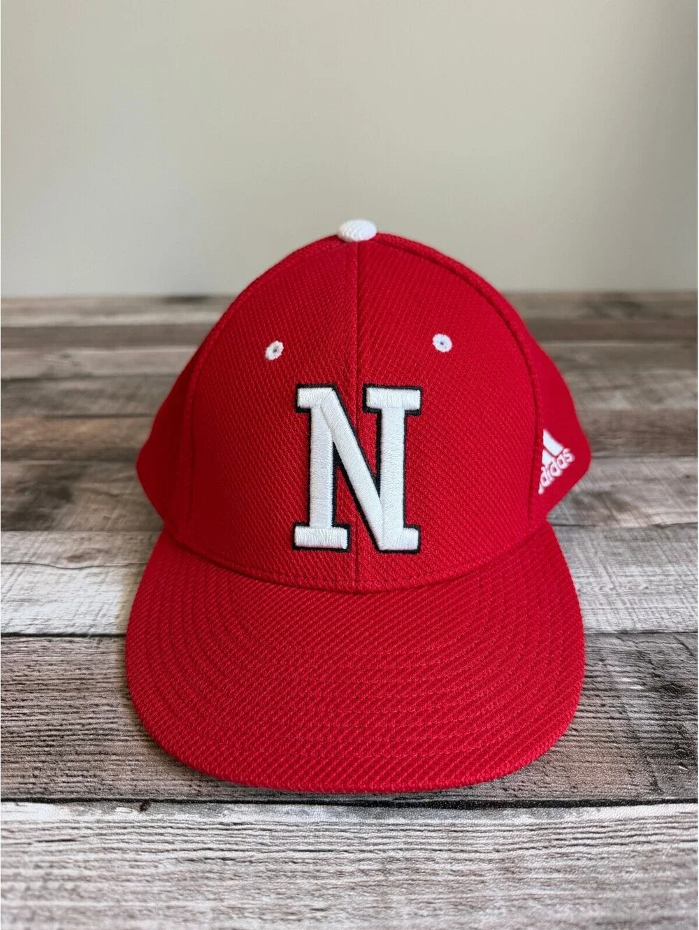 Nebraska Cornhuskers Red Adidas Fitted Hat Size 7 3/4